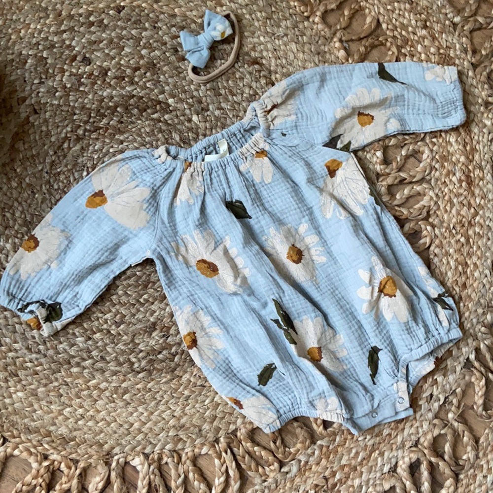 Blue floral bubble suit 12-18mo